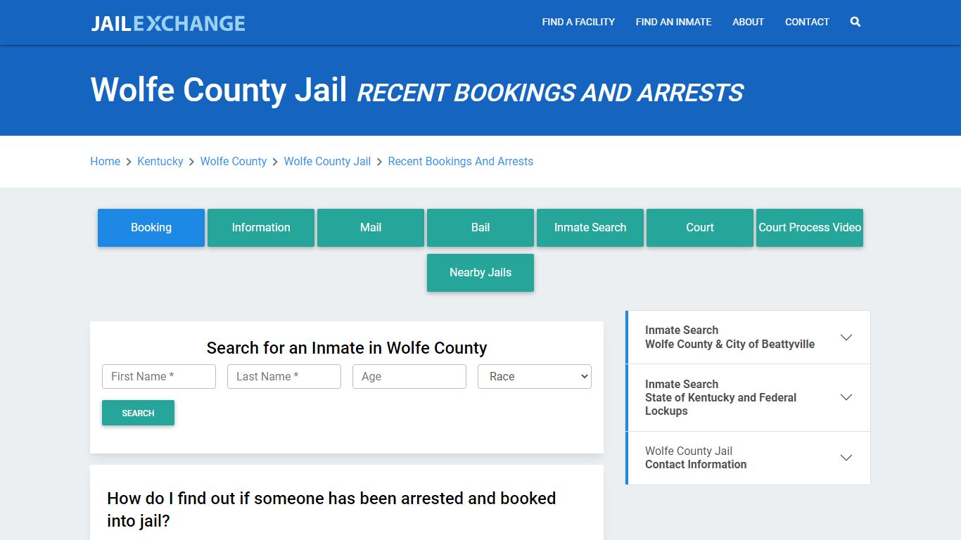 Wolfe County Jail Recent Bookings And Arrests - Jail Exchange