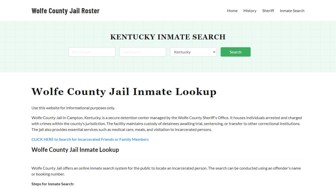 Wolfe County Jail Roster Lookup, KY, Inmate Search