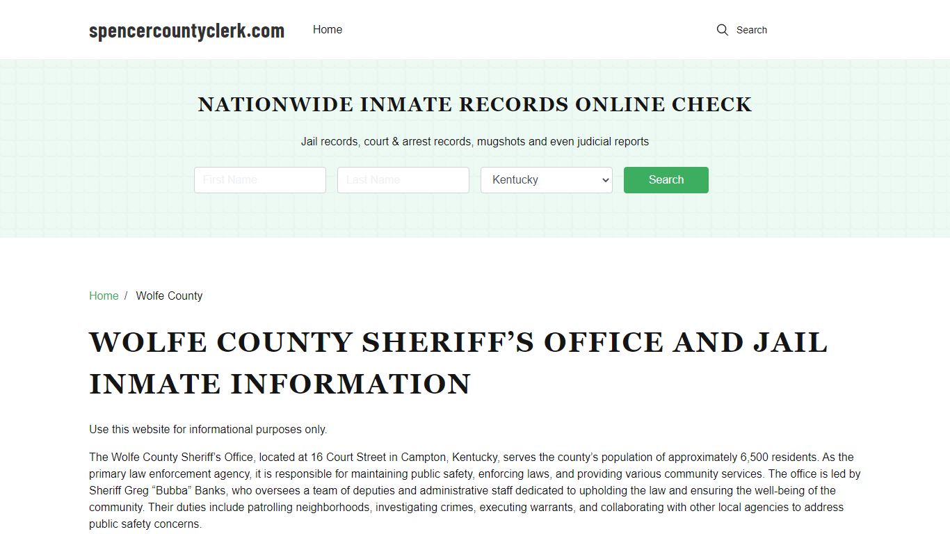 Wolfe County Sheriff, KY, Jail Inmate Search, Recent Arrests