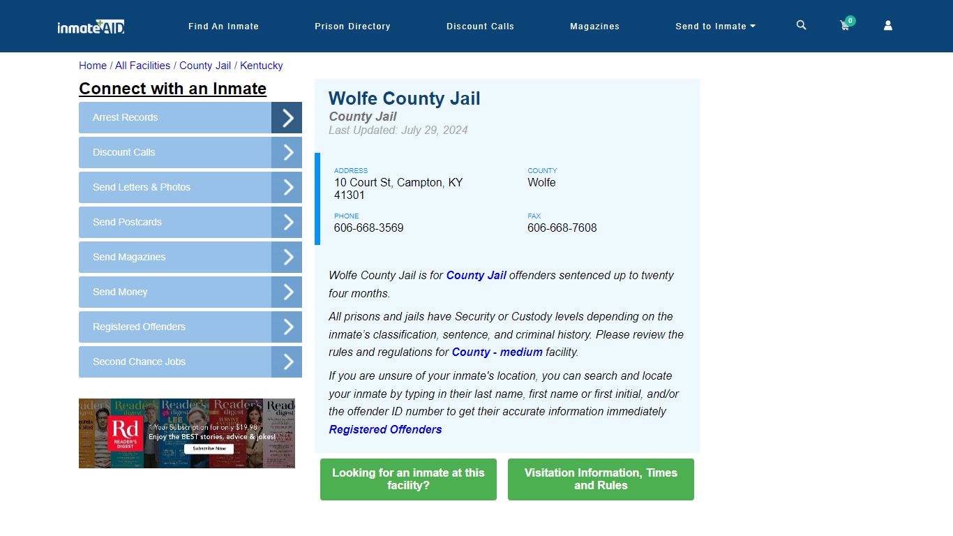 Wolfe County Jail - Inmate Locator